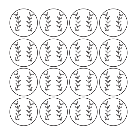 Baseball Vinyl Sticker Sheet - White - 16 per sheet