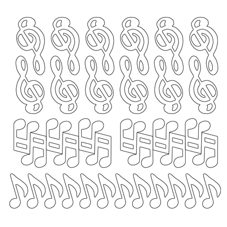 Music Notes Vinyl Sticker Sheet - White - 36 per sheet