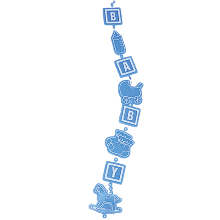 Baby Block Garland - 3' - Baby Blue - 1 pc. pkg.