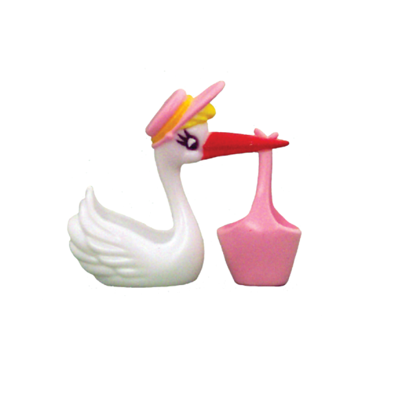 Stork w/basket - 2.5"- 3D - Pink - 1 pc. pkg.