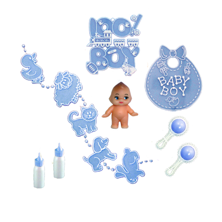 Baby Trinket Asst. #2 - Blue - 8 pc. pkg.