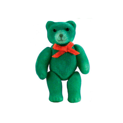 Flocked Jointed Bear - 2.25" - Emerald - 1 pc. pkg.