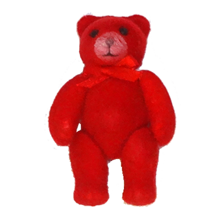 Flocked Jointed Bear - 2.25" - Red - 1 pc. pkg.