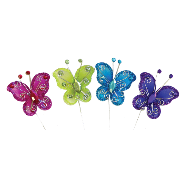 2" Rhinestone Butterflies - Multi-color Asst. - 12 pc. pkg.