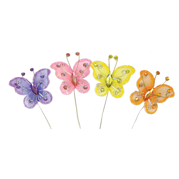2" Rhinestone Butterflies - Pastel Asst. - 12 pc. pkg.