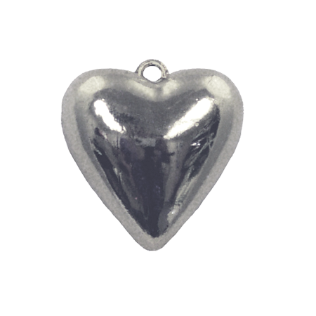 1.5" Puffed Heart - Metallic Silver - 12 pc. pkg.