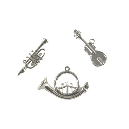 Music Instruments - 1.75" - Metallic Silver - 3 pc. pkg.  - 3 styles per pkg.