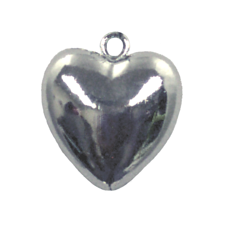 1" Puffed Heart - Metallic Silver - 12 pc. pkg.