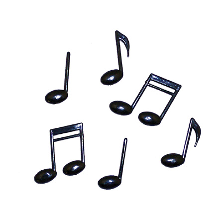 1" Music Notes- Black - 6 pc. pkg. - 3 styles per pkg.