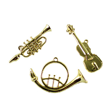 Music Instruments - 3" - Metallic Gold - 1 pc. pkg.- 3 asst. styles