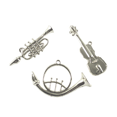 Music Instruments - 3" - Metallic Silver - 1 pc. pkg.- 3 asst. styles