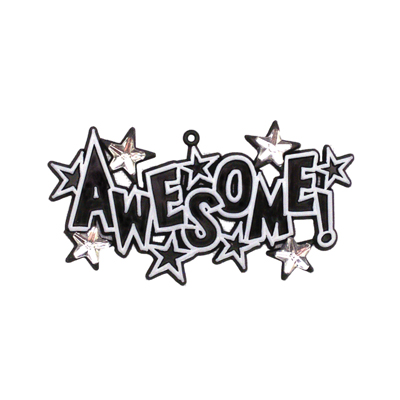 Awesome Charm with Rhinestone Stars - 3.25" - Black