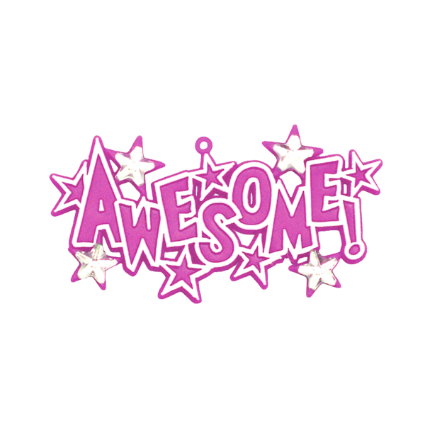 Awesome Charm with Rhinestone Stars - 3.25" - Hot Pink