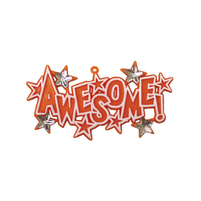 Awesome Charm with Rhinestone Stars - 3.25" - Orange