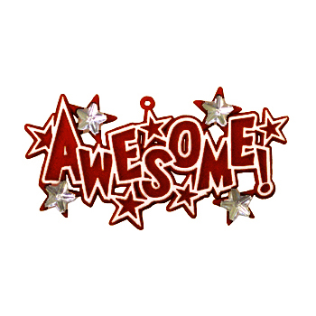 Awesome Charm with Rhinestone Stars - 3.25" - Red