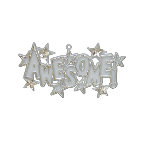 Awesome Charm with Rhinestone Stars - 3.25" - White/Metallic Silver