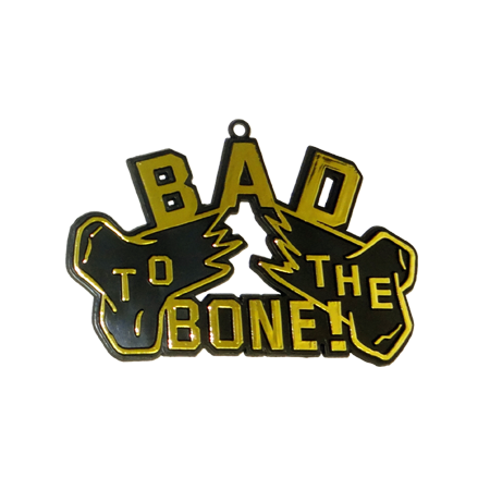 Bad To The Bone Charm - 3.75" - Black/Metallic Gold - 2 pc. pkg.