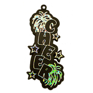 Cheer Charm - 3.25" - Black/Holographic Silver - 2 pc. pkg.