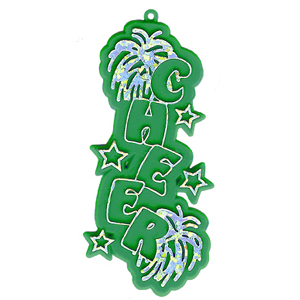 Cheer Charm - 3.25" - Emerald/Holographic Silver - 2 pc. pkg.