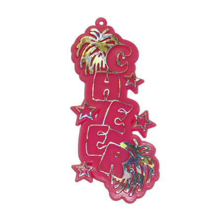 Cheer Charm - 3.25" - Hot Pink/Holographic Silver - 2 pc. pkg.