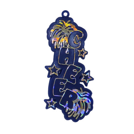 Cheer Charm - 3.25" - Navy/Holographic Silver - 2 pc. pkg.