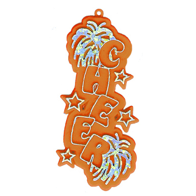 Cheer Charm - 3.25" - Orange/Holographic Silver - 2 pc. pkg.