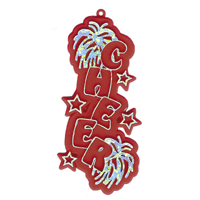 Cheer Charm - 3.25" - Red/Holographic Silver - 2 pc. pkg.