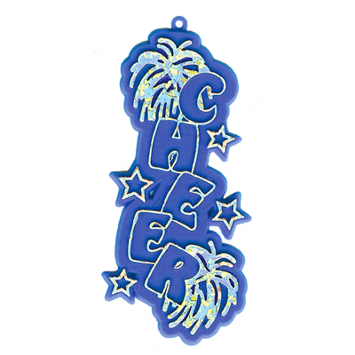 Cheer Charm - 3.25" - Royal/Holographic Silver - 2 pc. pkg.