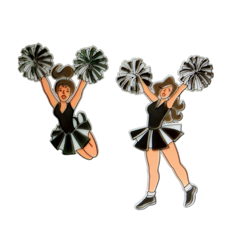 3" Cheerleaders - White/Black - 2 styles per pkg.