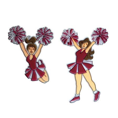 3" Cheerleaders - White/Burgundy - 2 styles per pkg.