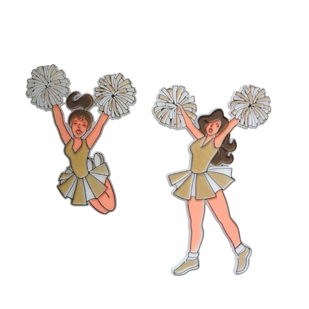 3" Cheerleaders - White/Gold - 2 styles per pkg.