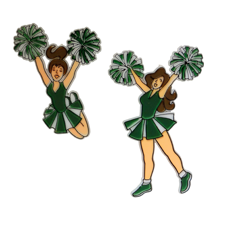 3" Cheerleaders - White/Hunter - 2 styles per pkg.