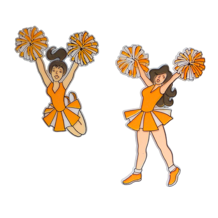 3" Cheerleaders - White/Orange - 2 styles per pkg.