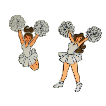 3" Cheerleaders - White/Silver - 2 styles per pkg.