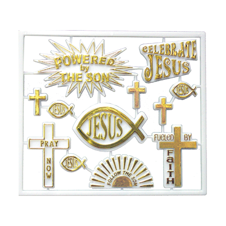 Christian Charm Pack - White/Metallic Gold - 12 pc. pkg.