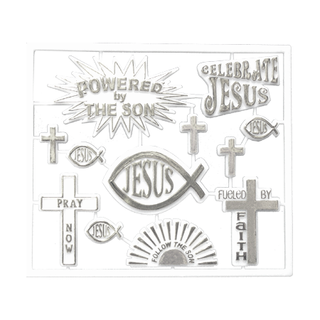 Christian Charm Pack - White/Metallic Silver - 12 pc. pkg.