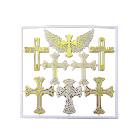 Cross Charm Pack - White/Metallic Gold - 8 pc. pkg.