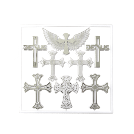 Cross Charm Pack - White/Metallic Silver - 8 pc. pkg.