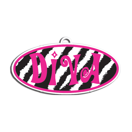 Diva Charm - Hot Pink/Black - 1.5" - 1 pc. pkg.