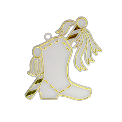 Drill Boot Charm - 2.5" - White/Metallic Gold - 2 pc. pkg.