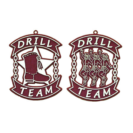Drill Team Duo Charms -4" - Burgundy/White - 2 styles per pkg.