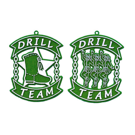 Drill Team Duo Charms -4" - Emerald/White - 2 styles per pkg.