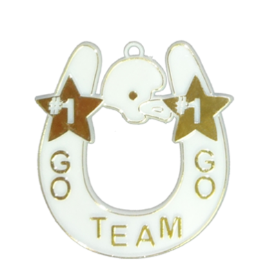 Go Team Horseshoe - 2.75" - White/Metallic Gold - 1 pc. pkg.