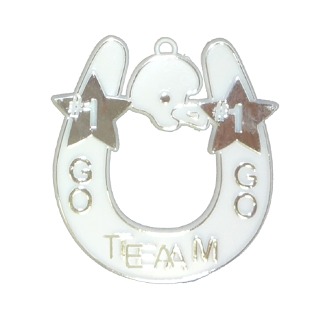 Go Team Horseshoe - 2.75" - White/Metallic Silver - 1 pc. pkg.
