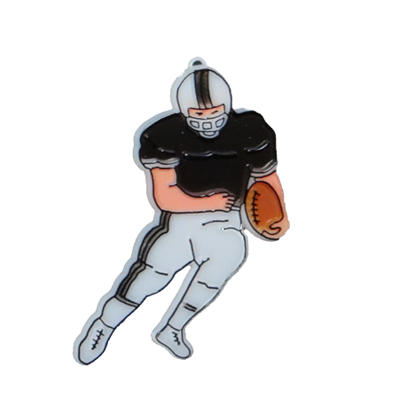 Running Football Player - 3.5" - White/Black - 12 pc. pkg.