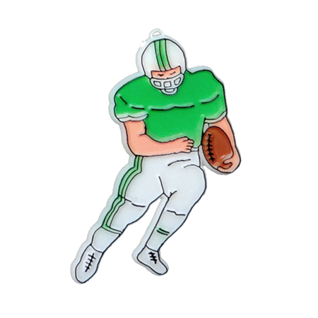 Running Football Player - 3.5" - White/Emerald - 12 pc. pkg.