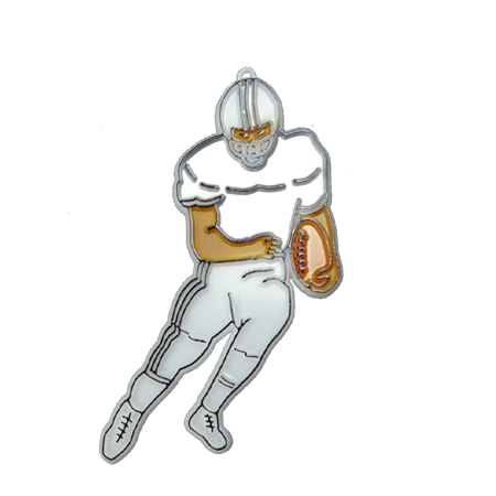 Running Football Player - 3.5" - White/Silver - Brown Skin Tone - 2 pc. pkg.
