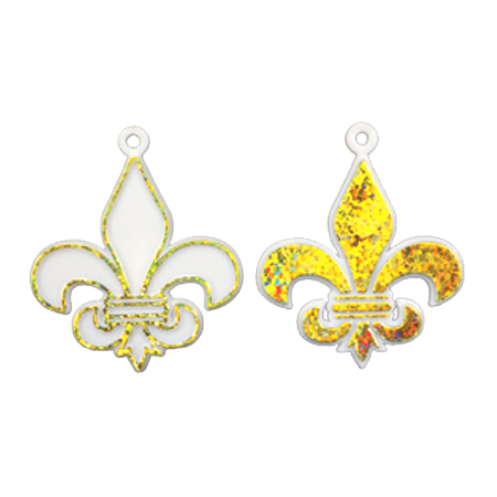 Fleur de Lis Charm - 3" - White/Holographic Gold - 2 styes per pkg.