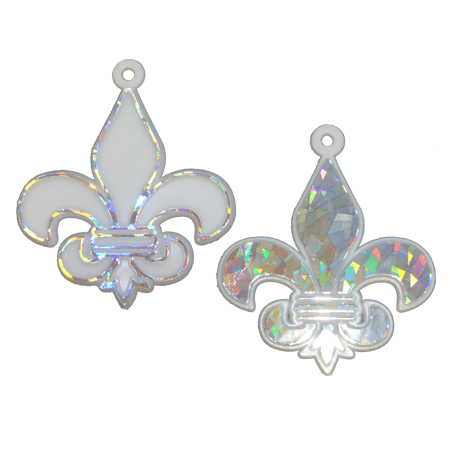 Fleur de Lis Charm - 3" - White/Holographic Silver - 2 styes per pkg.