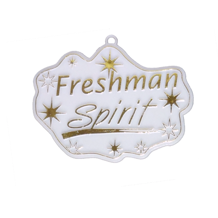 Freshman Spirit Charm - 3.5" - White/Metallic Gold- 1 pc. pkg.